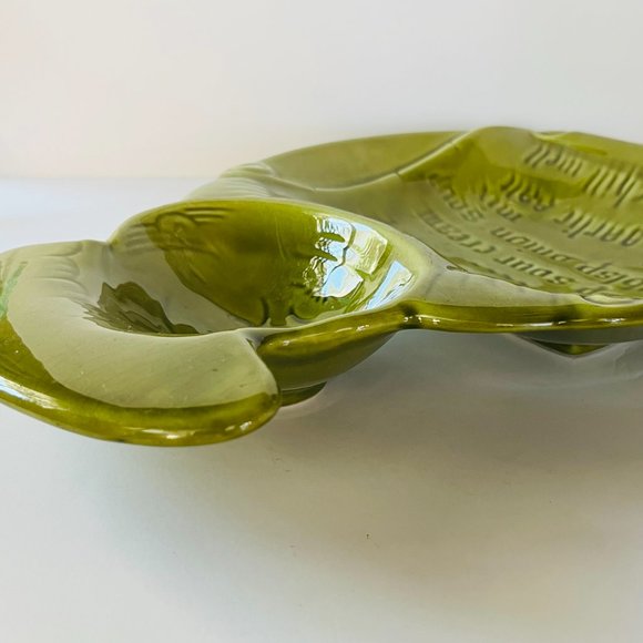 California Pottery Onion Soup Chip Dip Recipe Avocado green Tray Glaze MCM - Picture 11 of 16
